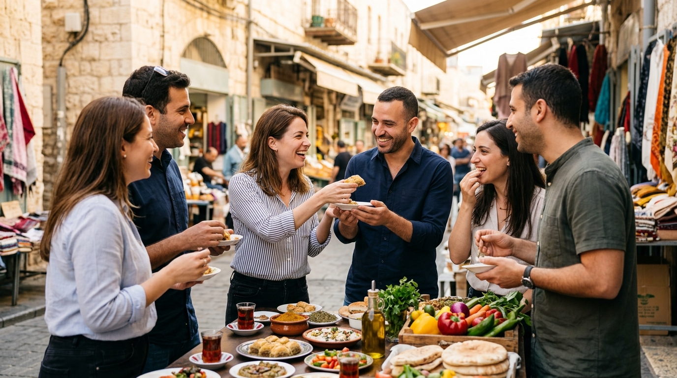 אנשים בשוק הכרמל בינה מלאכותית